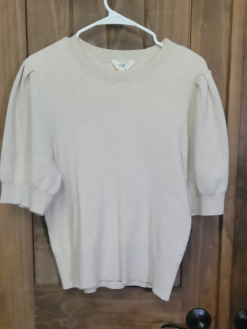 Terra & Sky Cream Ribbed Knit Top